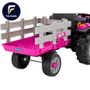 Pink 12 Volt Battery Powered Ride-On Tractor and Trailer for Girls