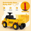 Costzon 6V Caterpillar Ride-On Dump Truck with Functional Dump Bed, Horn, and LED Lights