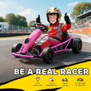 Pink 24V Electric Drift Go Kart for Kids Ages 8-12 with Dual Speed Options