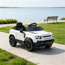 White 12V Electric Ride-On Car for Kids with Remote Control and Lights