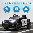 12V 4.5Ah Remote-Controlled Electric Police Car for Kids - Black with LED Lights