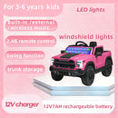 Pink 12V Remote Control Ride-On Car for Kids Ages 3-6 with 4-Wheel Shock Absorption