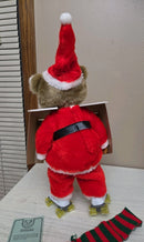 Musical Christmas Bear on Roller Skates - Battery Operated Santa Plush Toy