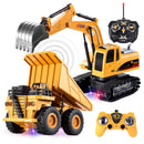 JOYIN 2-Pack Colorful Remote Control Construction Trucks in Varying Sizes