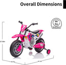Rose Pink 12V Kids' Motorcycle with Training Wheels