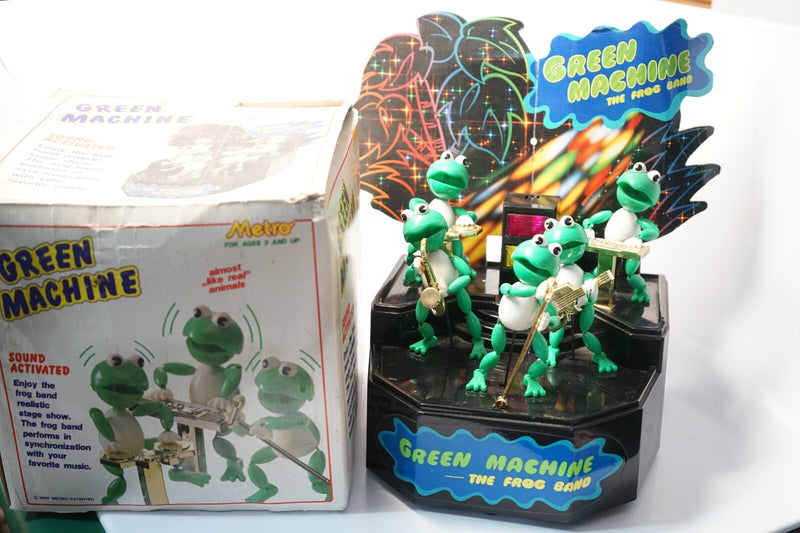 Vintage 1989 Green Machine Frog Band Toy with Working Lights, Sound-Activated Features
