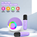 Mgaolo Compact Karaoke System for All Ages, Wireless Bluetooth Purple with Dual Microphones