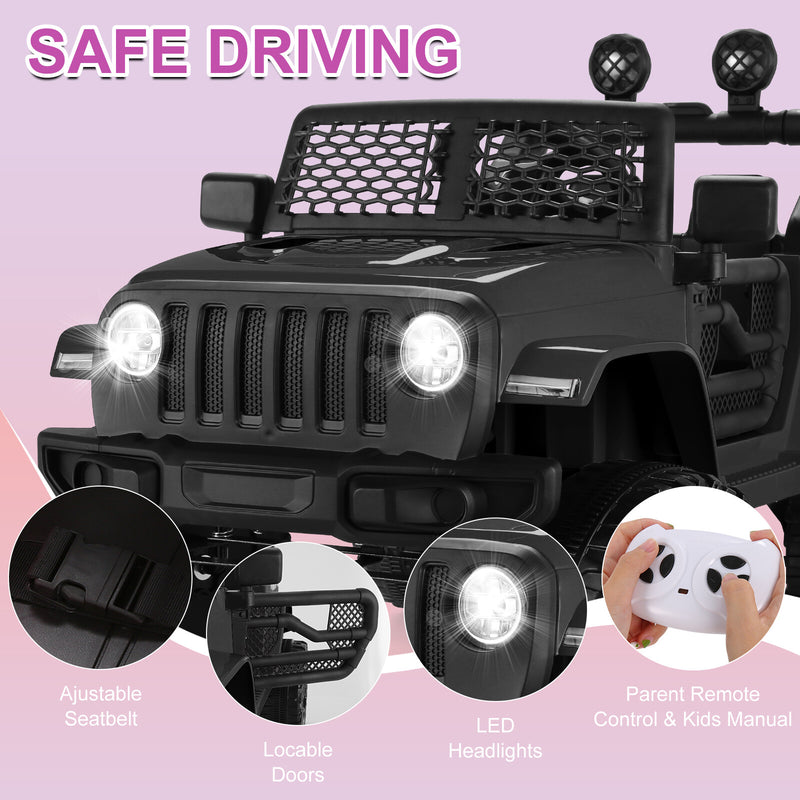 Electric Kids Ride-On Jeep Car with 12V/24V Power Wheels, Music, and Remote Control