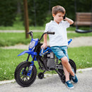 Blue 12V Electric Motorcycle for Kids with Twist Grip, Training Wheels, and Rear Suspension