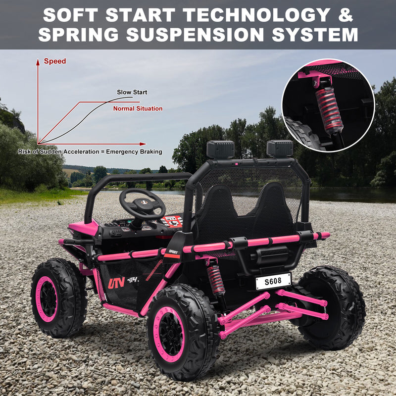 24V Kids 2-Seater Ride-On UTV Car with 400W Motor, Metal Frame, and EVA Wheels
