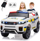 Children's Police Car Ride-On with Remote Control, 12V Electric Vehicle Featuring LED Lights and Music