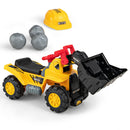 Ride-On Excavator for Kids with Realistic Sounds, Large Bucket, 3 Toy Stones, and Helmet