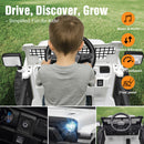 OROFULL White 12V Electric Ride-On Car with Remote Control and Music for Kids