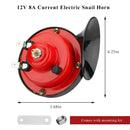 High-Intensity Waterproof Electric Snail Train Horn - 12V 5A Red