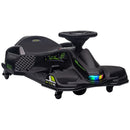 Black 12V Electric Drifting Go Kart with Gentle Start, Sound, and Lighting Effects