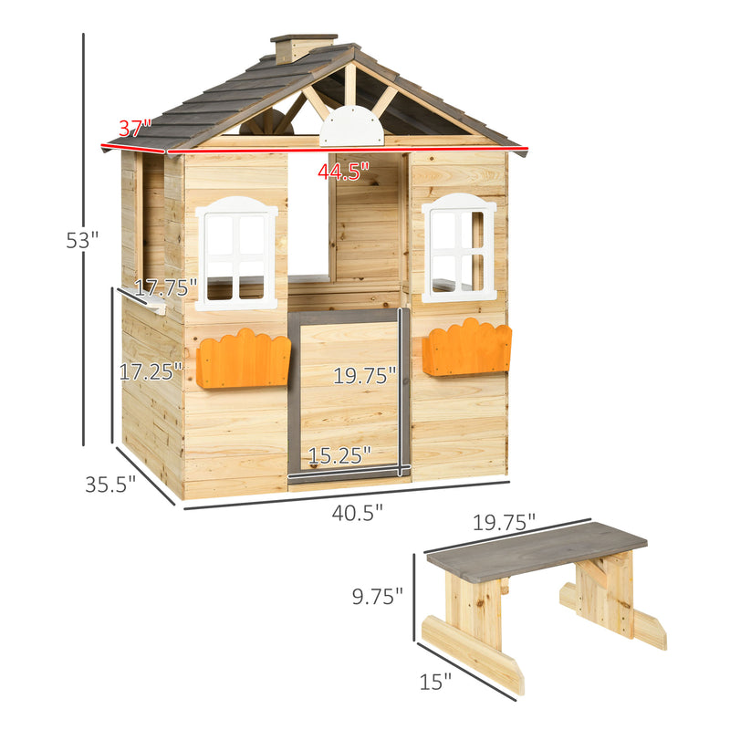 Wooden Outdoor Playhouse for Kids Garden Pretend Play and Adventure Cottage