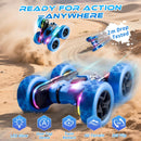Zalneo 4WD Blue Remote Control Stunt Car with 360° Flip, 6.4 x 2.9 inches