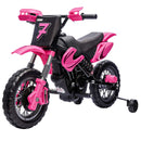 12V Pink Electric Dirt Bike for Kids with Training Wheels
