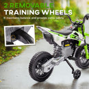 12V Electric Green Motorcycle for Kids with Twist Grip and Training Wheels