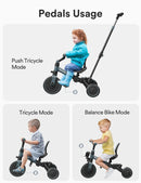 besrey KSE06 4-in-1 Tricycle for Toddlers Aged 1-3 with Push Handle, Backrest, and Safety Belt