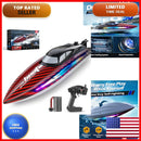 WEINAIR H138 Remote Control Boat for Kids and Adults, 30+KPH Speed, 7 LED Lights, Self-Righting Feature