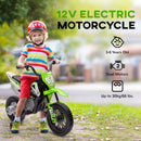 12V Electric Green Motorcycle for Kids with Twist Grip and Training Wheels