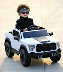 White 12V Remote-Controlled Ride-On Car with 4-Wheel Shock Absorption for Kids Aged 3-6
