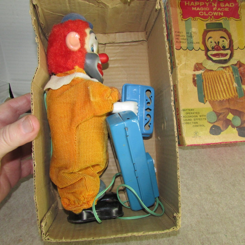Battery Operated Magic Face Clown Toy with Happy and Sad Expressions in Original Box from Japan