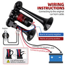 150dB Powerful Train Air Horn with Integrated 12V Compressor - Black