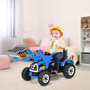 Battery-Powered Blue Ride-On Excavator Truck with Front Loader for Kids