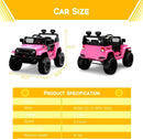 12V Pink Electric Ride-On Truck for Kids with Remote Control Off-Road Features