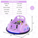Purple 12V Remote Control Bumper Car for Kids with Flashing LED Lights and Music