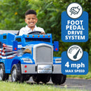 Kid Trax 12V Blue Eagle Semi Truck Ride-On Toy with Removable Cargo Trailer