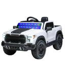 White 12V Remote-Controlled Ride-On Car with 4-Wheel Shock Absorption for Kids Aged 3-6