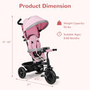 INFANS 6-in-1 Pink Kids Tricycle with Reversible Seat for Ages 9-60 Months