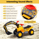 Costzon Kids Ride-On Excavator Digger Bulldozer with Safety Helmet, 3-in-1