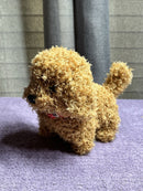 Small Brown Plush Animated Dog Toy - Battery-Operated Walking and Barking