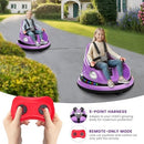 Purple 12V Ride-On Bumper Car for Toddlers with Remote Control