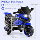 6V Blue Kids Ride-On Motorcycle with Training Wheels, Horn, and Headlight