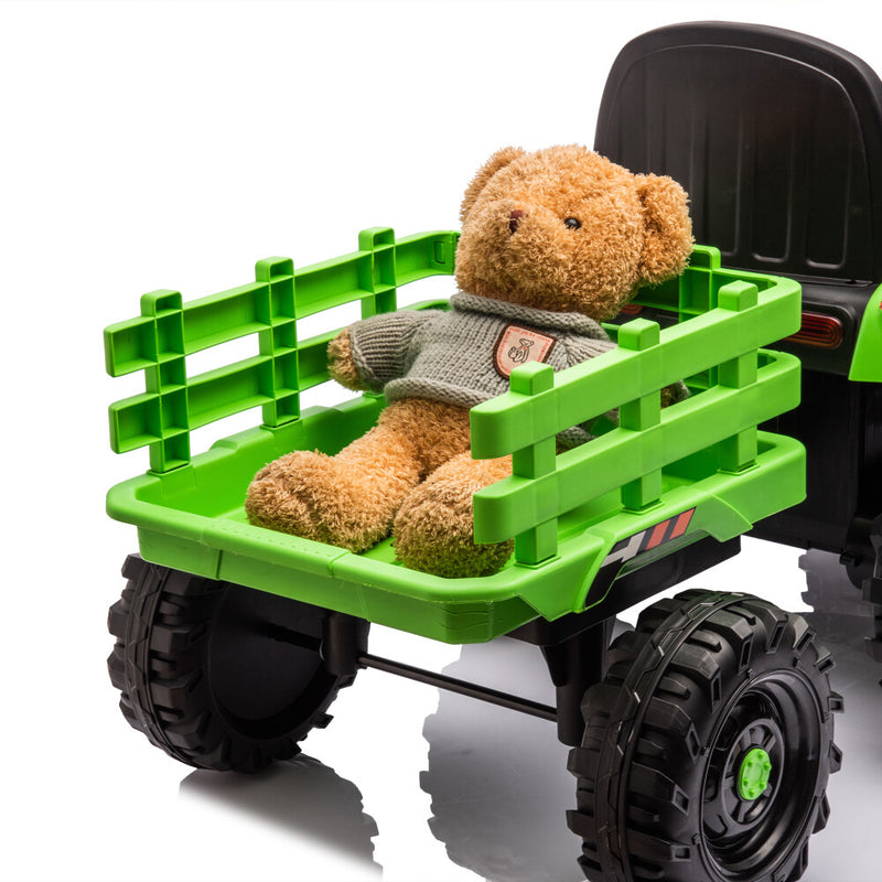 24V Battery-Powered Electric Ride-On Tractor with Trailer Toy