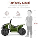 6V Kids Electric ATV Quad Toy with Treaded Tires and Push-Button, Army Green