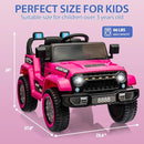 12V Electric Ride-On Truck for Kids with Parental Remote Control and Dual 35W Motors, Pink