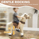 Brown Plush Pony Ride-On Toy with Wheels for Toddlers