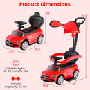 OLAKIDS 10061 Red 3-in-1 Mercedes Benz Push Car Ride-On Toy