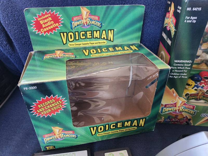 Working Mighty Morphin Power Rangers Voiceman Cassette and New Gumball Bank Toy