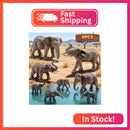 THINKBAY 8-Piece Realistic Elephant Figurine Collection