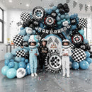 Race Car Balloon Arch Set - 175 Pieces of Assorted Balloons, Tire Flags, and Checkered Patterns