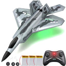 Akargol FX822 Remote Control Fighter Jet with LED Lights and Three Batteries in Army Gray