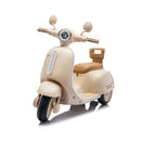 Beige 12V Electric Scooter for Kids 3-6 with Backrest and Bluetooth Music