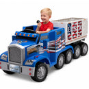 Kid Trax 12V Blue Eagle Semi Truck Ride-On Toy with Removable Cargo Trailer